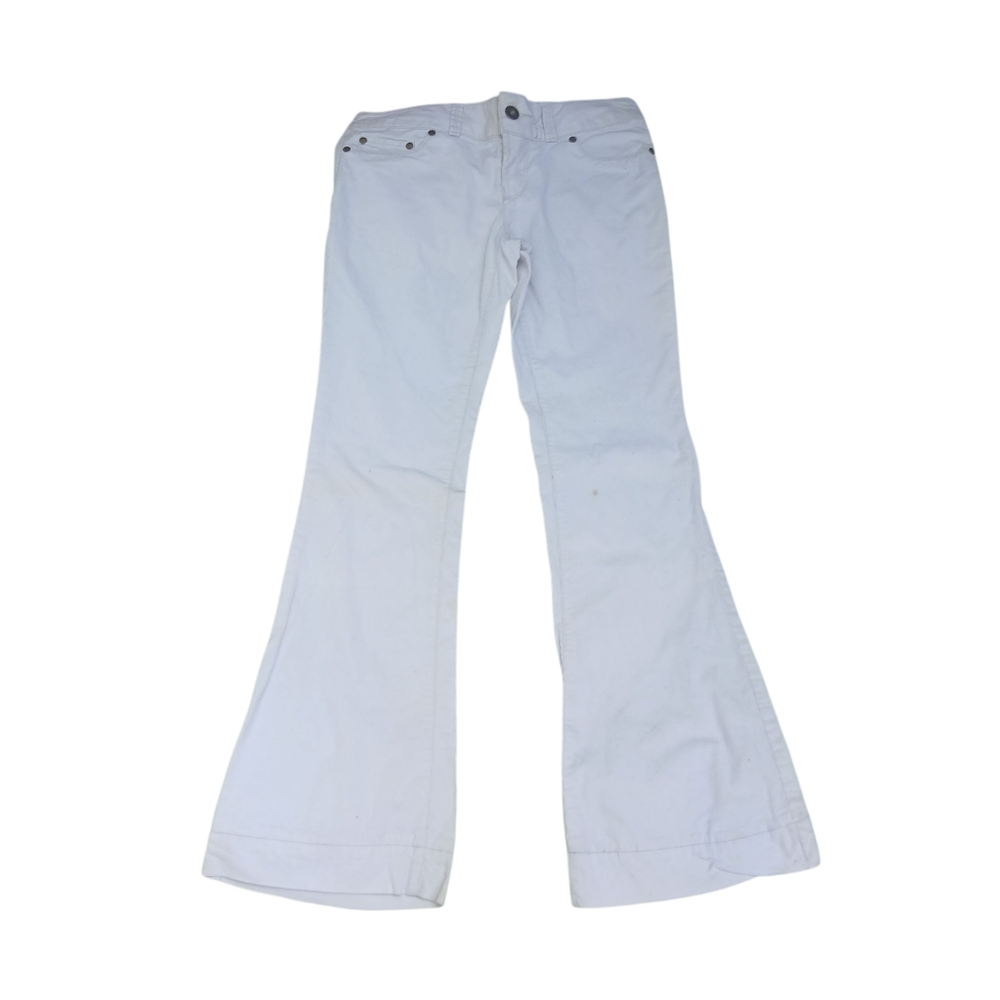 Vtg Y2K Low Rise White Cord Jeans Washed Corduroy Pants Size 5 Flared 90s Bells